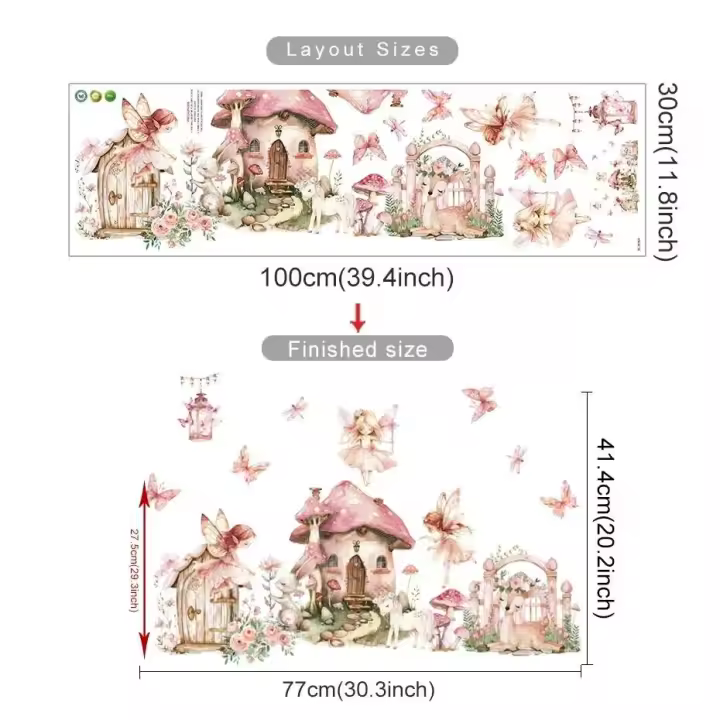 Pegatina de Casa de Hongos de Elf Princess Decoración de Pared para Habitación de Niños - 1