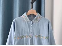 Blusas Bordadas de Flor Moda Coreana para Mujeres Primavera Camisa de Jeans de Diseñador - details 19