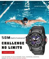 Reloj de pulsera digital LED Smael para hombres con doble tiempo 50m resistente al agua reloj de cuarzo con parada para estudiantes y jóvenes - details 1
