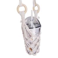 Bolsa de red para botella colgante bohemia, soporte para botella de agua tejido a mano, cuerda de algodón, soporte decorativo para taza de café - details 16