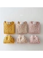 Ins versión coreana de la ropa infantil de los niños suéter de gofre traje casual primavera niñas Internet celebridad floral conjunto de dos piezas - details 0