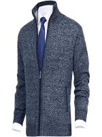 Chaqueta suéter de punto gruesa de invierno para hombre, ropa de otoño e invierno de talla grande de lana de manga larga beige con cremallera completa para hombre - details 7