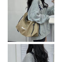 Bolso nuevo para mujer, bandolera de un solo hombro, gran capacidad, clase de estudiante universitario, bolso de mano de lona negro versátil informal - details 12
