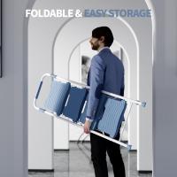 Peldaños Anchos con Baranda, Escalera de Tijera con Pedal Antideslizante, Taburete Plegable para Hogar Cocina Garaje Jardín Oficina, Capacidad de Carga de 900LBS, Azul - details 3