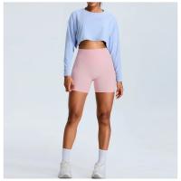Top deportivo de manga larga corta para mujer, ropa deportiva holgada informal con cuello redondo y cintura alta para Yoga - details 12