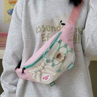 Bolso cruzado portátil para chica, bolso de pecho de estilo japonés, impermeable, para correr, riñonera, bolsa de nailon con contraste de Color para teléfono, para chicas adolescentes - details 22