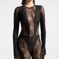 BUNO-Nuevo mono con guantes con estampado de mono de leopardo ajustado transparente de manga larga medias sexis sin espalda pantalones largos Tops calientes - details 3
