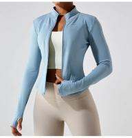 Top corto de Yoga para mujer, chaqueta deportiva de lana, abrigo de manga larga con cremallera completa, ropa deportiva informal para gimnasio - details 9