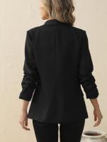 Blazer ajustado con solapa para mujer, color negro, Primavera - details 2