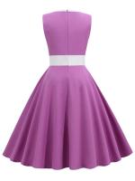 Women robe vintage print big swing 50s 60s retro party dress - details 9