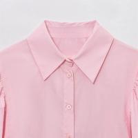 Camisa de manga larga holgada de un solo pecho con solapa versátil de diseño de color puro 2025, ropa nueva de verano para mujer - details 9