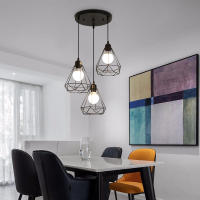 Lámpara Colgante Con 3 Cabezales Negra Industrial GOECO,  E27 Sin Bombilla, Iluminación Interior para Sala de estar, Dormitorio, Comedor, Metal, 145*43*43 CM - details 5