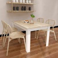 Mesa Comedor, Modelo Denver, para salón, Cocina, Acabado Blanco y Cambria, Dimensiones 138 (Largo) x 90 (Ancho) x 75 (Alto) (Blanco/Madera) - details 1