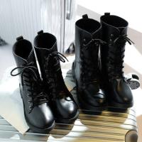 Botas Martin para mujer, botines de talla grande, punta redonda, tacón grueso, cordones, informales, media pantorrilla, Otoño e Invierno - details 9