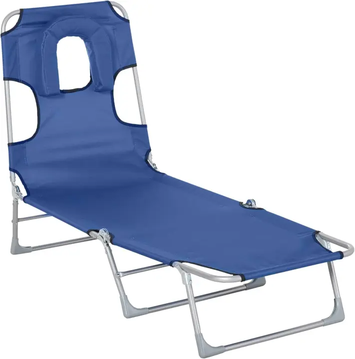 Sillón de Jardín Tumbona Reclinable y Plegable Respaldar Ajustable en 5 Niveles Ideal para Playa - 1
