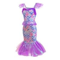 Vestido de cola de disfraz de princesa Ariel de fantasía de sirena púrpura para niña pequeña para fiesta en la playa - details 5