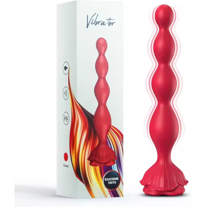 Rose Sex Toy Cuentas anales, Tapón anal vibratorio con 9 modos, Masajeador de próstata para mujeres y hombres, Estimulador sexual de juguete de rosa de silicona impermeable para adultos - 1