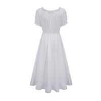 Nuevo vestido irregular retro europeo y americano, vestido con cordón medieval victoriano de manga corta con cuello de una palabra - details 12