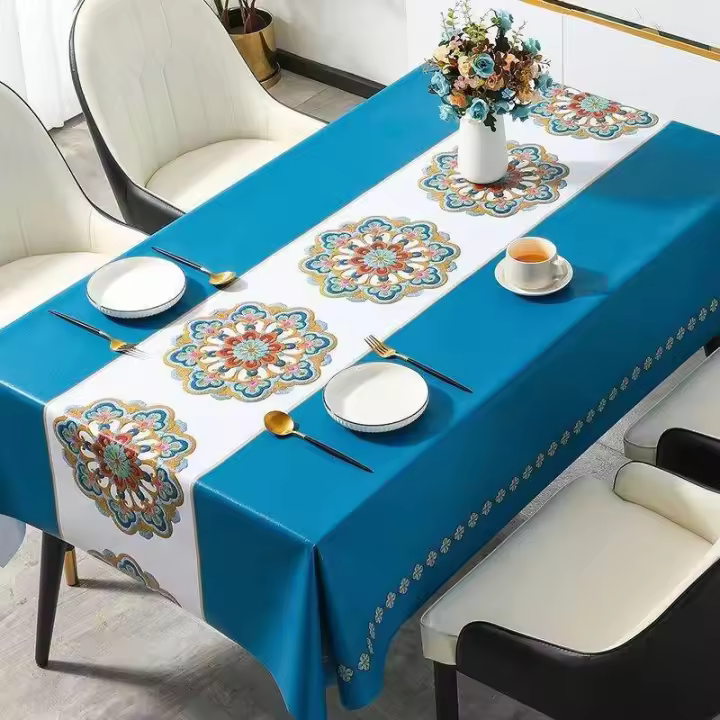 Tablecloth cover tablecloth waterproof, oil-proof and anti-slip tablecloth 4/6/8/10 seats - 1