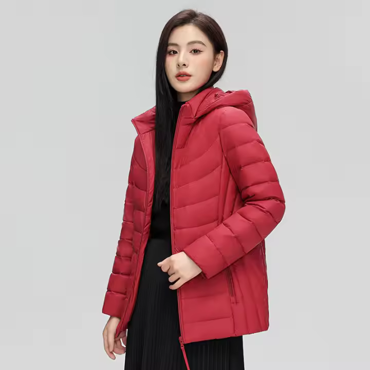 Chaqueta de plumón ultraligera para mujer, Abrigo con capucha, sombrero desmontable, 7xl talla grande, Invierno - 1