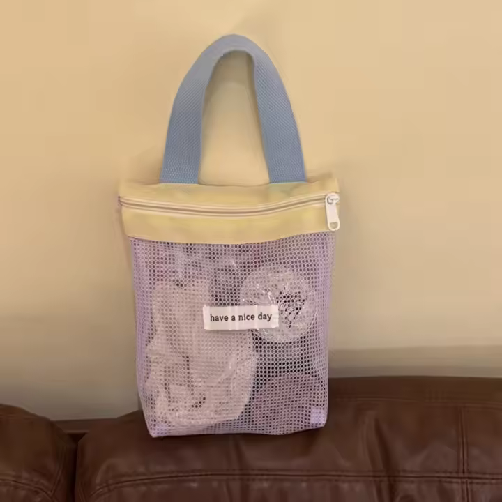 Bolsa de maquillaje, bolsa de aseo de malla, bolsa de almacenamiento de artículos de tocador transpirable de gran capacidad, bolsa de cosméticos de malla de secado rápido ligera - 1