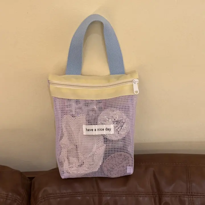 Bolsa de maquillaje, bolsa de aseo de malla, bolsa de almacenamiento de artículos de tocador transpirable de gran capacidad, bolsa de cosméticos de malla de secado rápido ligera - 1