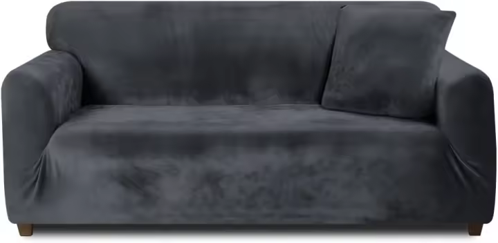 Fundas de sofá de terciopelo grueso, funda de sofá antideslizante de alta elasticidad de 3 plazas, Protector de muebles, fundas de sofá de felpa (gris oscuro) - 1