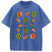 Camisetas lavadas con estampado abierto de sandía para mujer, Camiseta de algodón Y2K, Top holgado de Hip Hop, ropa suave y transpirable - details 49