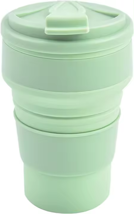 Taza de agua plegable de silicona Taza portátil para exteriores Taza de café telescópica Taza de agua creativa (Verde, 350 ml) - 1