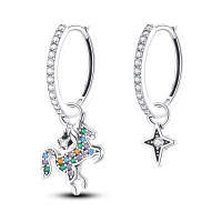2023 100% Plata de Ley 925 2 uds pendientes de aro con dijes para mujer elegantes pendientes de arcoíris de ensueño regalos de joyería de cumpleaños perfectos - details 6