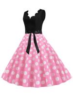 Dot print summer women elegant vintage party casual sleevelss a line dress - details 26