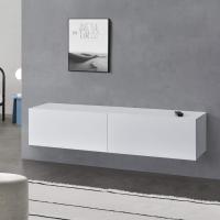 Mueble de TV de pared Evaton de 140 x 33 x 30 cm, mesa de centro flotante, consola de pared blanca de alto brillo. - details 15