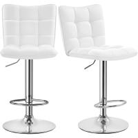 Taburete industrial ajustable de metal de 92,5-113 cm, silla de cocina, taburete alto para cocina, bar, comedor, blanco. - details 0