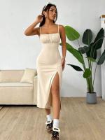 Vestido de otoño sin tirantes de leopardo, falda larga abierta para mujer, corte curvo, tendencia de moda internacional - details 6