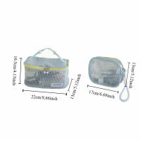 Bolsa de cosméticos de malla de Color sólido, bolsa de almacenamiento de gran capacidad, bolsa de maquillaje transparente, estuche organizador, bolsa de aseo, bolsa de maquillaje con almohada - details 1