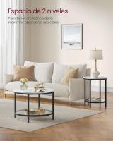 Centro, Mesita de Salón, de Mármol de Imitación Redonda, Estante de Vidrio Templado, Montaje Fácil, Estilo Moderno, Blanco Mármol y Dorado Claro LCT072W59 - details 18