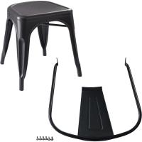 Paquete de 4 sillas de comedor de metal apilables con respaldo para bistró, cocina, interior y exterior, Negro, 51 x 43 x 85 cm - details 6