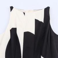Vestido de Globo Contrastante sin Mangas Impresión a Negro y Blanco Nueva Moda de Verano para Mujeres - details 10