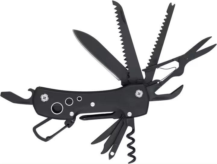 Multiherramienta 15 en 1, cuchillo de bolsillo con funda de nailon, PXCL negro - 1