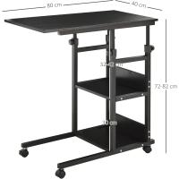 Mesa Auxiliar con Ruedas 80x40 cm Mesa para Sofá en Forma de C con Altura Ajustable 3 Niveles de 72-82 cm Marco de Metal para Salón Cocina Negro - details 2