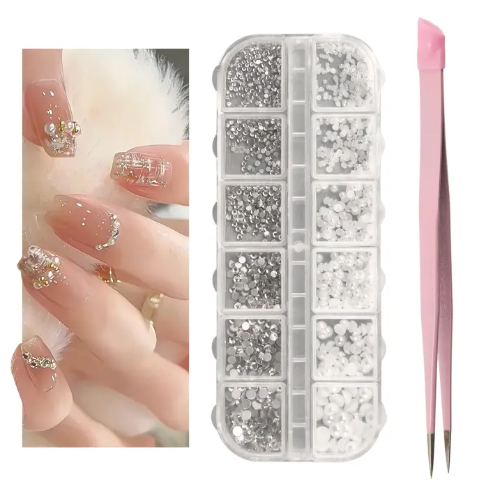 Kit de Arte de uñas, diamantes de imitación para decoración de uñas, pinzas de doble punta, gemas de cristal versátiles - 1
