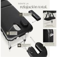 Camilla Masaje Plegable, Camilla Profesional Fisioterapia, Quiromasaje, Tatuajes, Reiki, Camilla Estética Profesional de Aluminio, Ajustable en Altura, 2 Zonas, con Bolsa Transporte - Negro - details 3