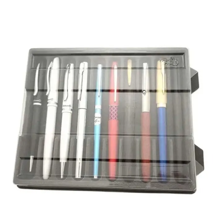 Caja de almacenamiento transparente para pluma estilográfica, caja organizadora para bolígrafos, coleccionista de bolígrafos, papelería, estuche de exposición - 1