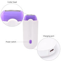 Depiladora recargable por USB para mujer, afeitadora corporal portátil, herramienta rotativa de eliminación de vello facial, piernas, Bikini y labios - details 8
