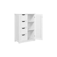 Mueble de Baño de Madera Ajustable Armario con Cajón y Estante Diseño de Doble Puerta Blanco - details 8