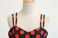 Vestido midi retro de fiesta con estampado de lunares, tirantes finos y cinturón para mujer - details 43