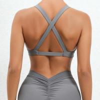 Ropa de yoga desnuda, sujetador de yoga para ejercicio de secado rápido ajustado para mujer, sujetador de fitness de belleza con espalda cruzada para correr al aire libre - details 4