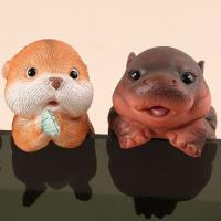 Figura de Animal PEQUEÑO de dibujos animados, artesanías de resina, hipopótamo, maceta colgante, artesanía, estatua de Animal trepador - details 8
