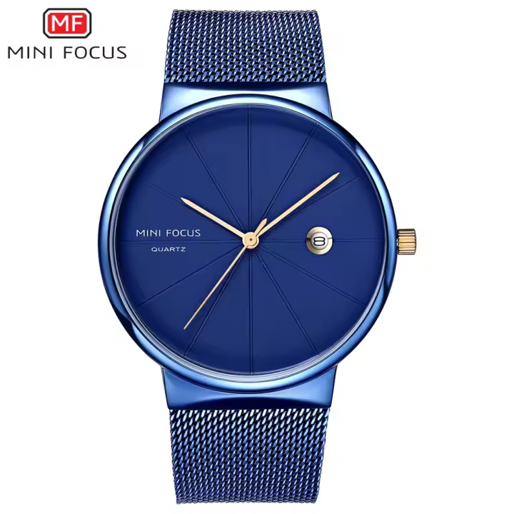 Reloj minimalista ultrafino para hombre, movimiento de cuarzo japonés, resistente al agua, correa de malla de acero inoxidable, reloj de pulsera con fecha - 1