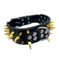 Collar de cuero con tachuelas para perro, correa de cuero adecuada para perros grandes, antimordeduras - details 17